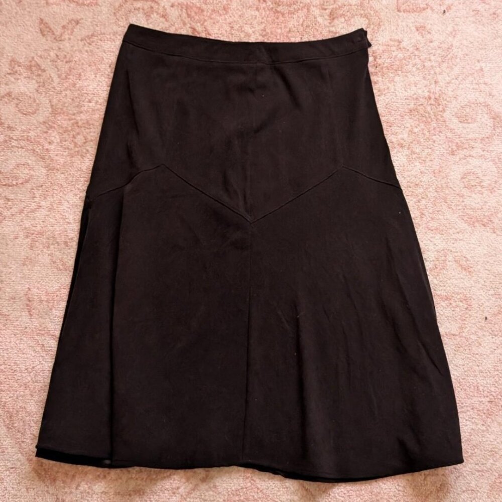 Black A-line midi skirt